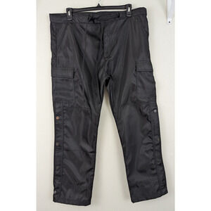 MNMI sz 40 Cargo Pants nylon legs zip & snap drawstring waist streetwear 2532